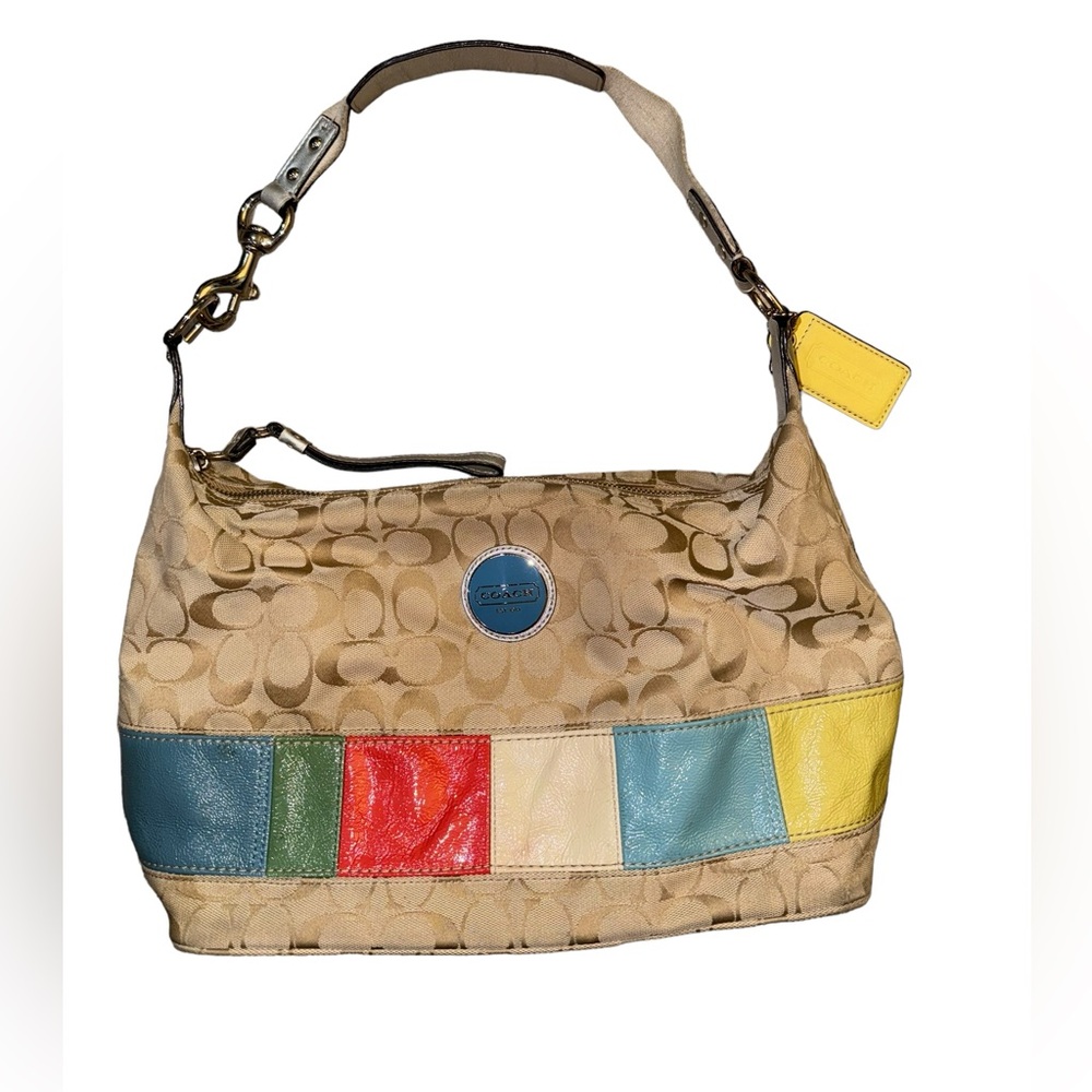Coach Gallery Signature Hobo Multi Color Stripe F17428 Purse